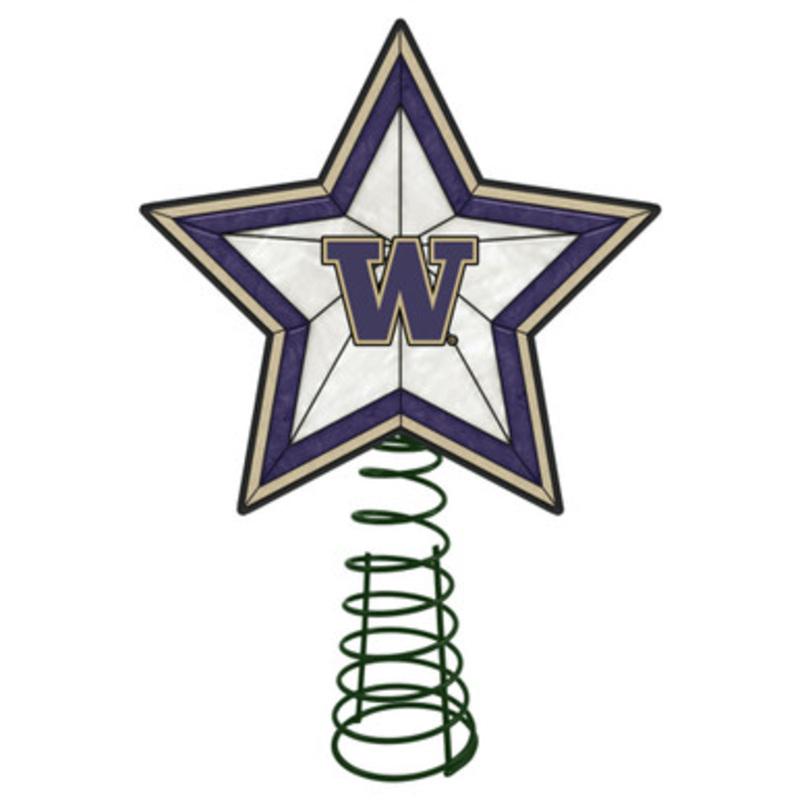10 Lighted Purple and Green Star NCAA Washington Huskies Christmas Tree Topper