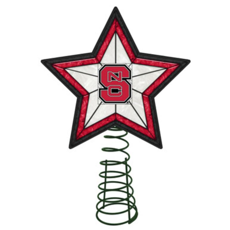 10 Lighted Red and Black Star NCAA NC State Wolfpack Christmas Tree Topper
