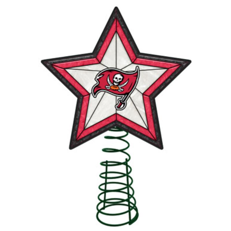 10 Lighted Red and Black Star NFL Tampa Bay Buccaneers Christmas Tree Topper