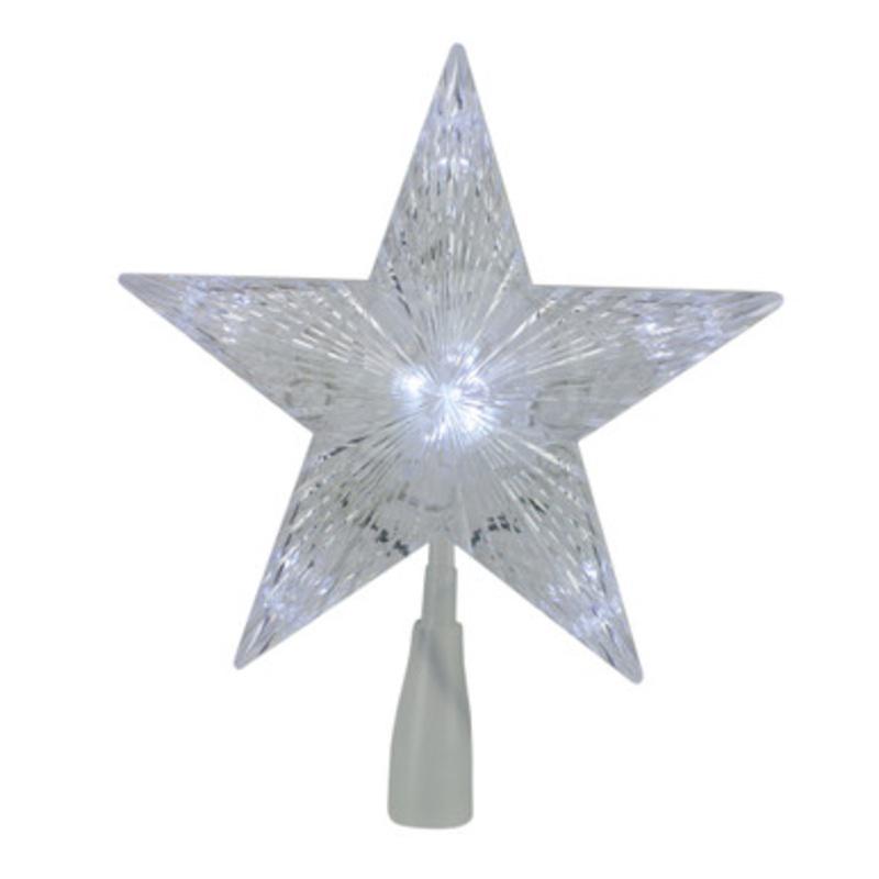 10 LED Lighted 5 Point Star Christmas Tree Topper Clear Lights