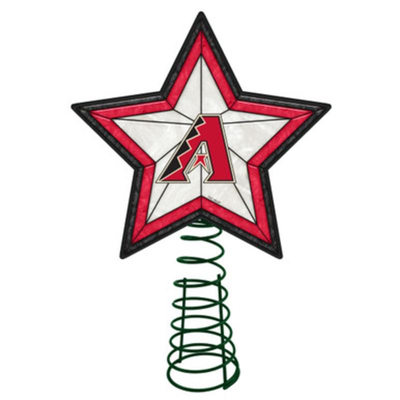 10 Lighted Black and Red Star MLB Arizona Diamondbacks Christmas Tree Topper