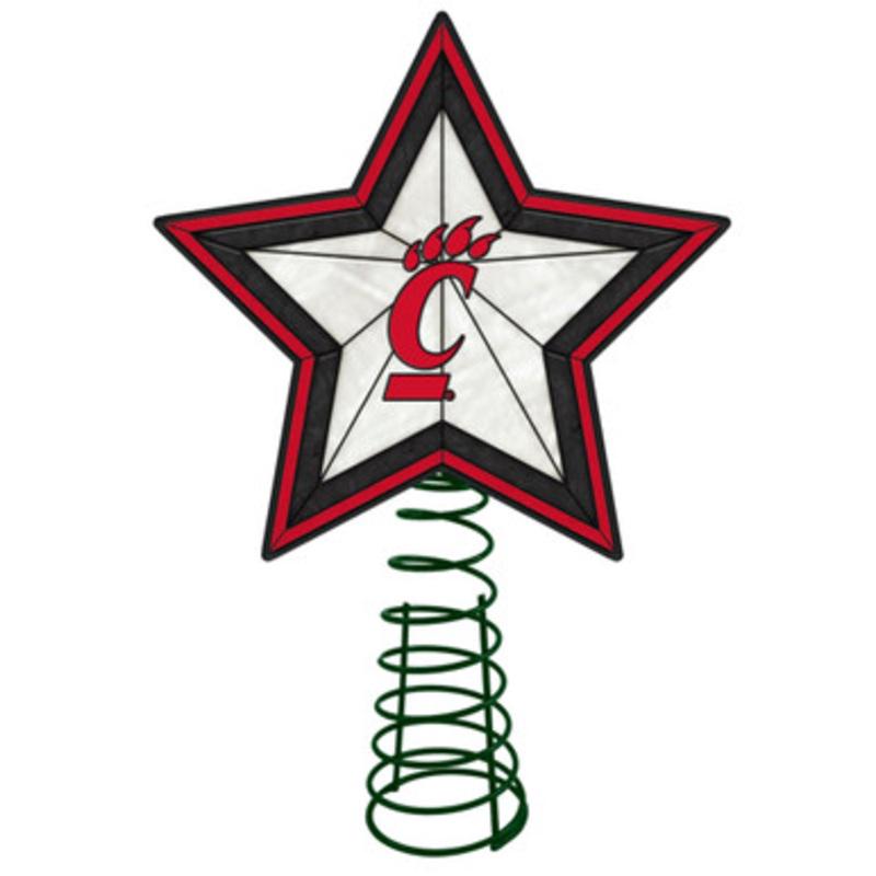 10 Lighted Black and Red Star NCAA Cincinnati Bearcats Christmas Tree Topper