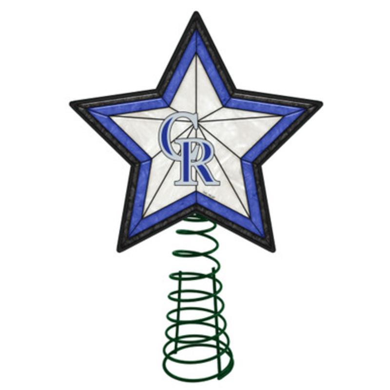 10 Lighted Blue and Black Star MLB Colorado Rockies Christmas Tree Topper