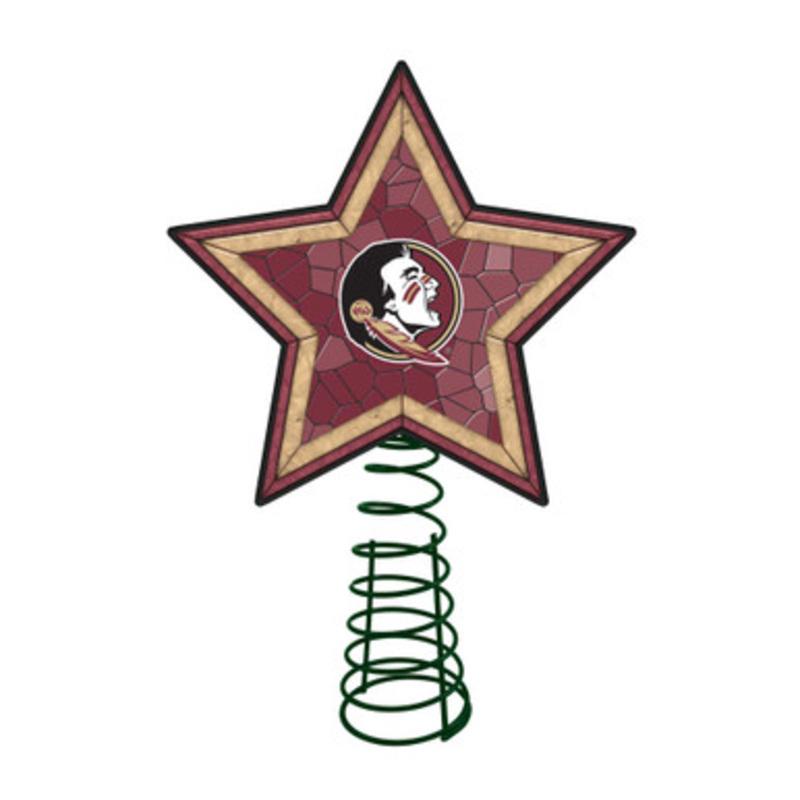 10 Lighted Gold and Black Star NCAA Florida State Seminoles Christmas Tree Topper