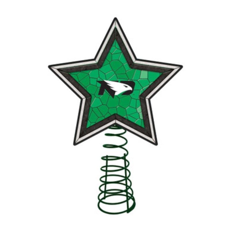 10 Lighted Green and Black Star NCAA North Dakota Fighting Hawks Christmas Tree Topper