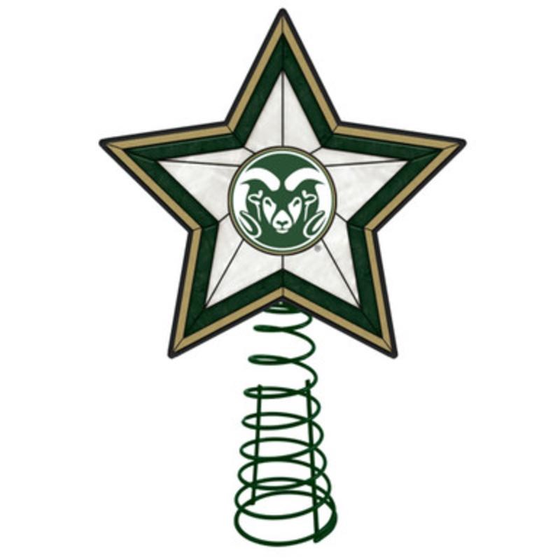 10 Lighted Green and Brown Star NCAA Colorado State Rams Christmas Tree Topper
