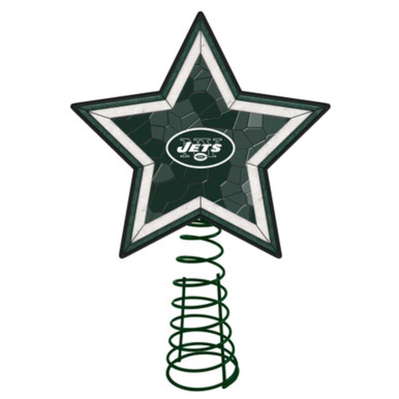 10 Lighted Green and White Star NFL New York Jets Christmas Tree Topper