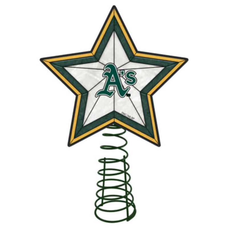 10 Lighted Green and Yellow Star MLB Oakland Athletics Christmas Tree Topper
