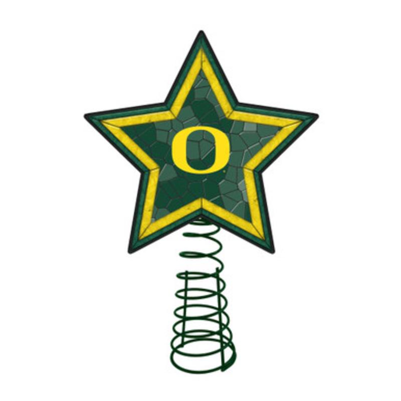 10 Lighted Green and Yellow Star NCAA Oregon Ducks Christmas Tree Topper