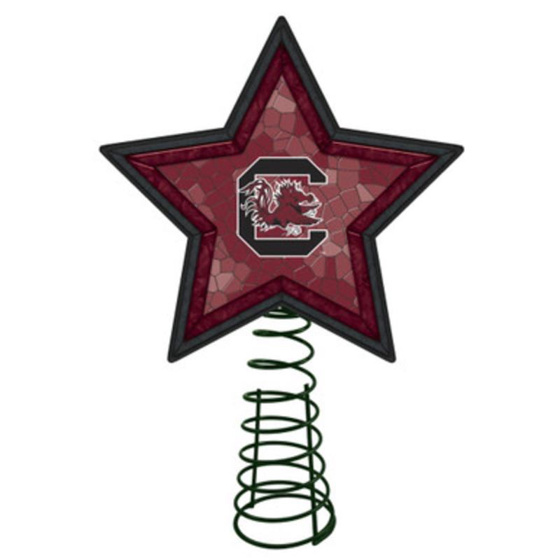 10 Lighted Maroon and White Star NCAA University of South Carolina Gamecocks Christmas Tree Topper