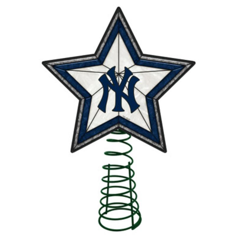 10 Lighted Navy Blue and White Star MLB New York Yankees Christmas Tree Topper