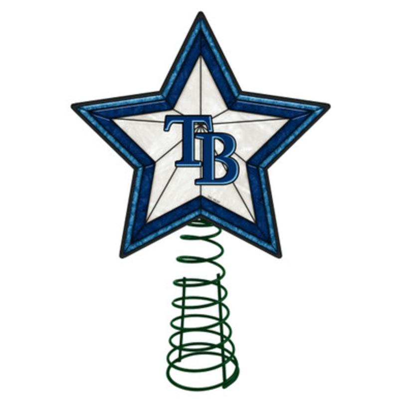 10 Lighted Navy Blue and White Star MLB Tampa Bay Rays Christmas Tree Topper