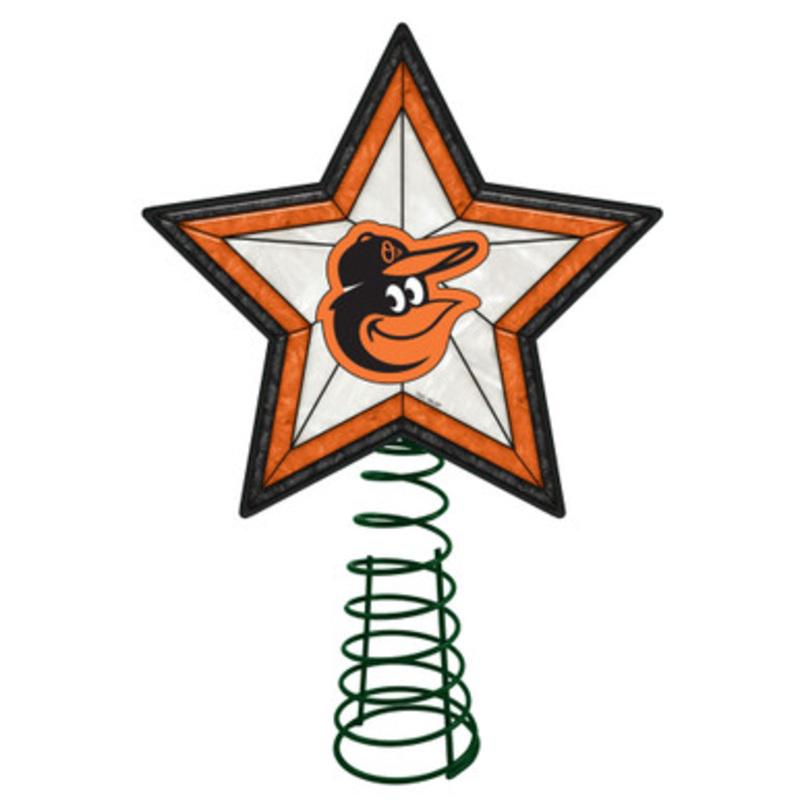 10 Lighted Orange and Black Star MLB Baltimore Orioles Christmas Tree Topper