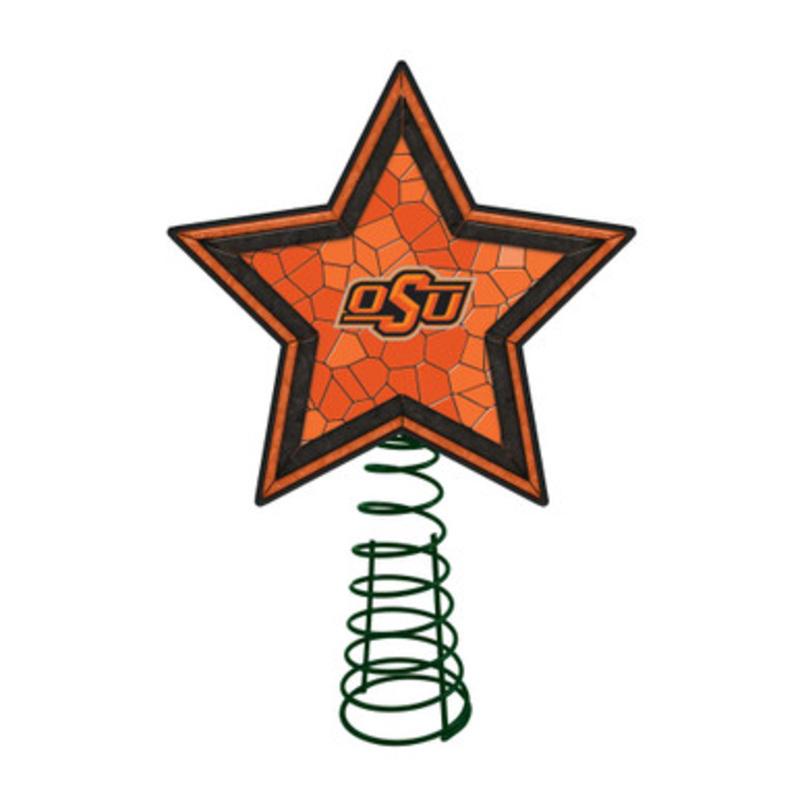 10 Lighted Orange and Black Star NCAA Oklahoma State Cowboys Christmas Tree Topper