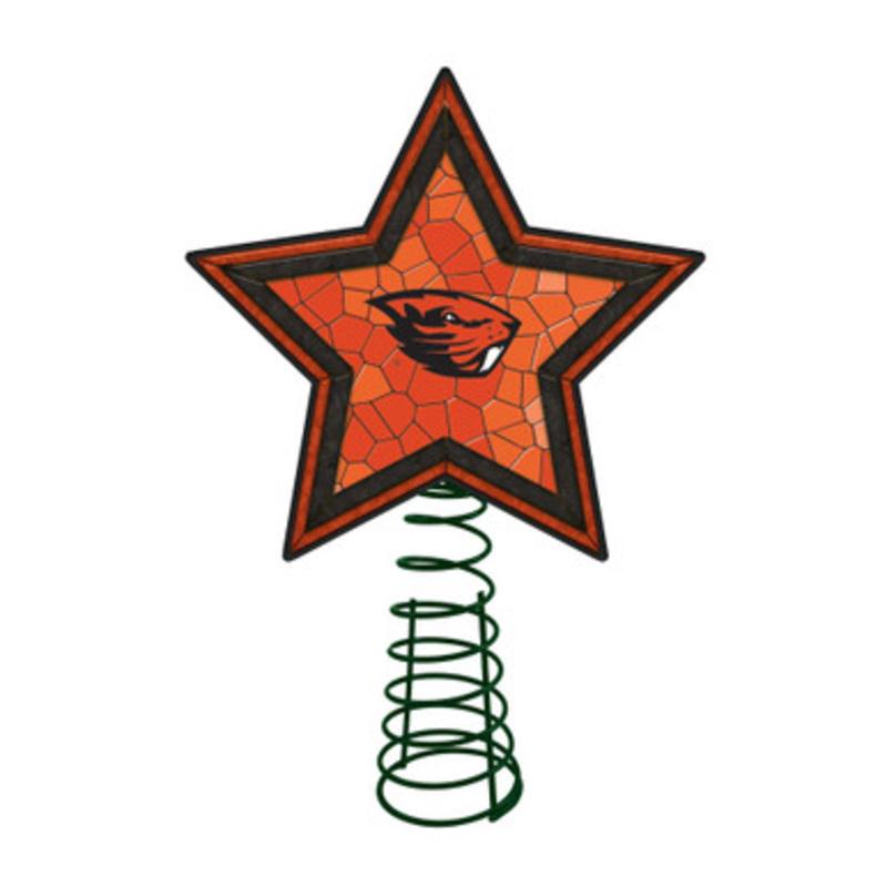10 Lighted Orange and Black Star NCAA Oregon State Beavers Christmas Tree Topper