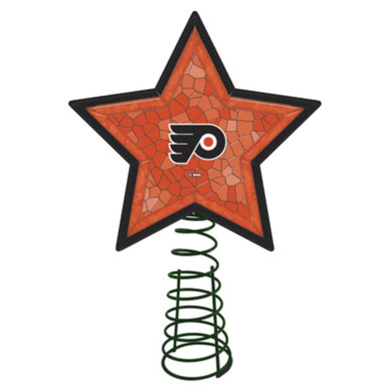 10 Lighted Orange and Black Star NHL Philadelphia Flyers Christmas Tree Topper