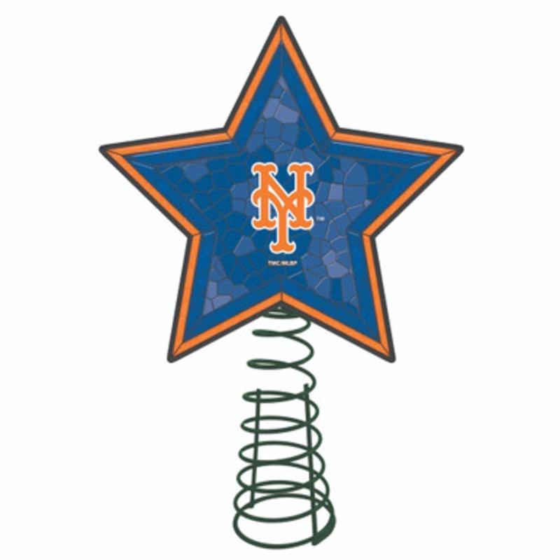 10 Lighted Orange and Blue Star MLB New York Mets Christmas Tree Topper