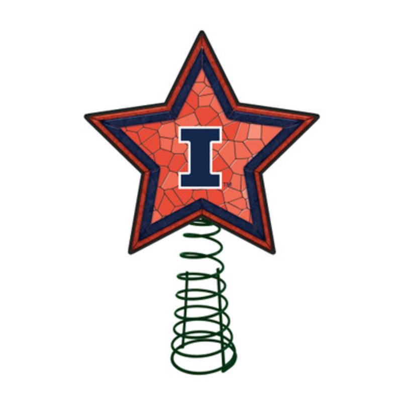10 Lighted Orange and Blue Star NCAA Illinois Fighting Illini Christmas Tree Topper