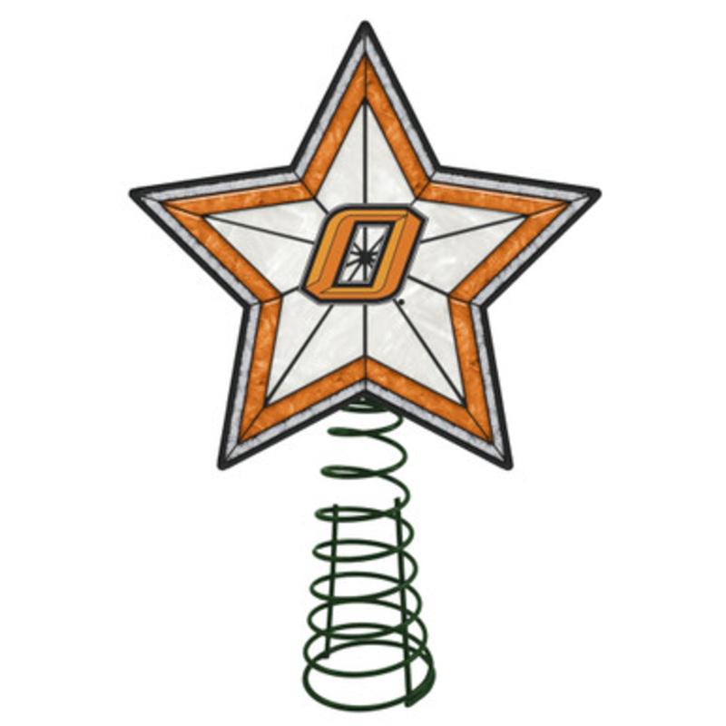 10 Lighted Orange and White Star NCAA Oklahoma State Christmas Tree Topper