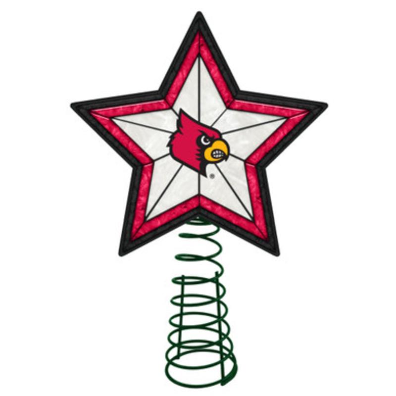 10 Lighted Pink and Black Star NCAA Louisville Cardinals Christmas Tree Topper