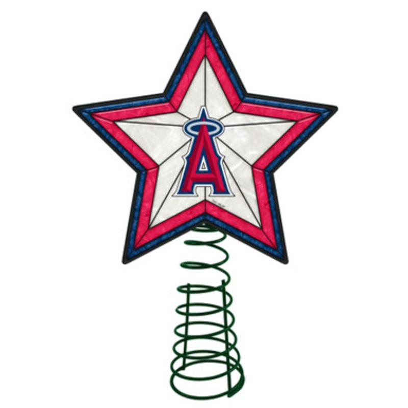 10 Lighted Pink and White Star MLB Los Angeles Angels Christmas Tree Topper