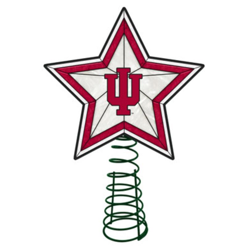 10 Lighted Pink and White Star NCAA Indiana Hoosiers Christmas Tree Topper