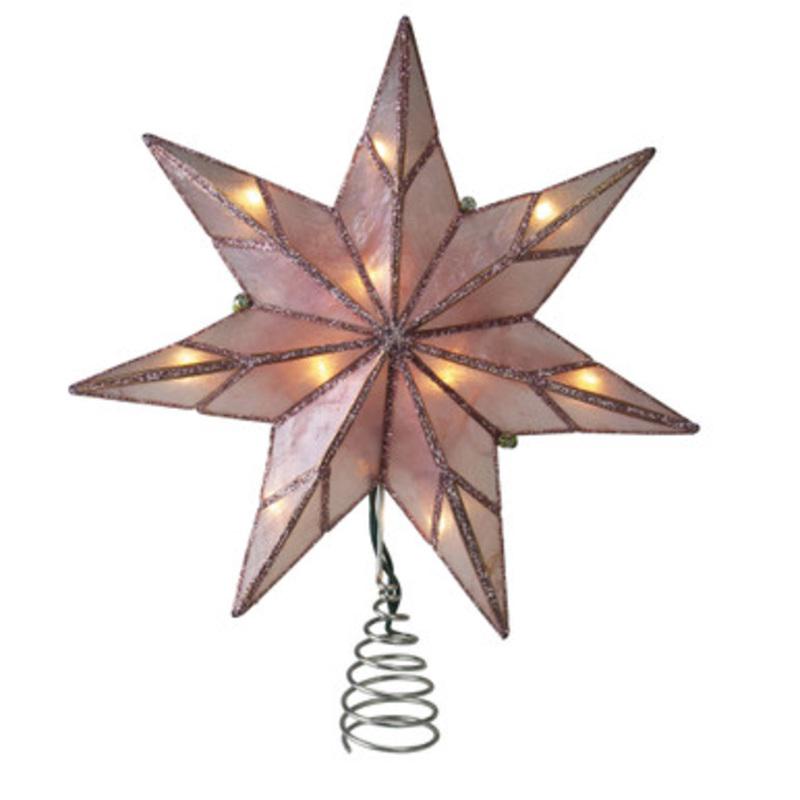 10 Lighted Pink Star Christmas Tree Topper  Clear Lights
