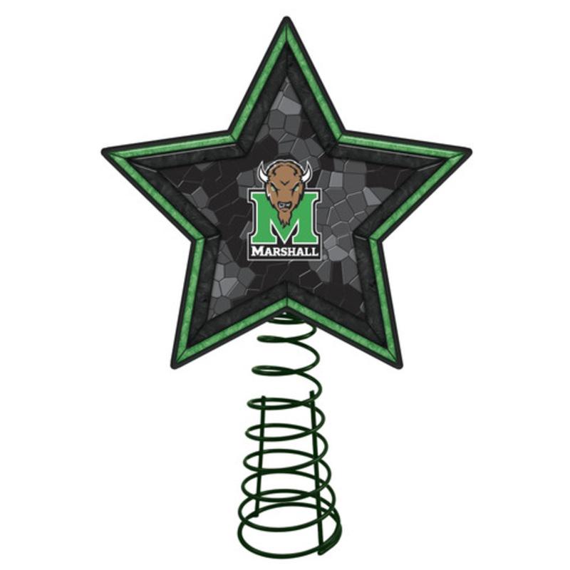 10 Black and Green NCAA Marshall Thundering Herd Mosaic Tree Topper