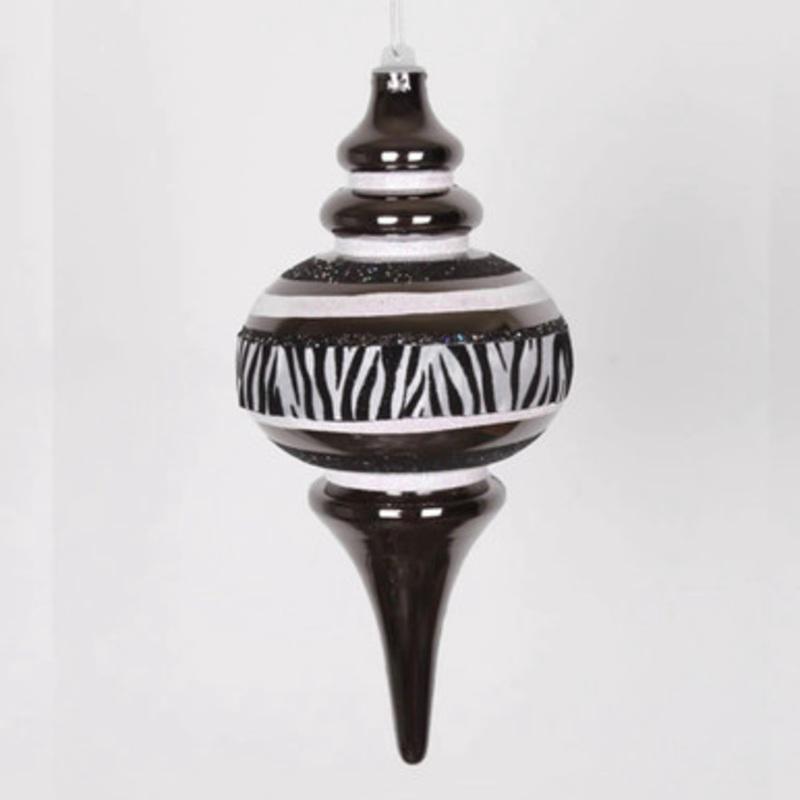 10 Black and White Zebra Stripes Christmas Finial Ornament