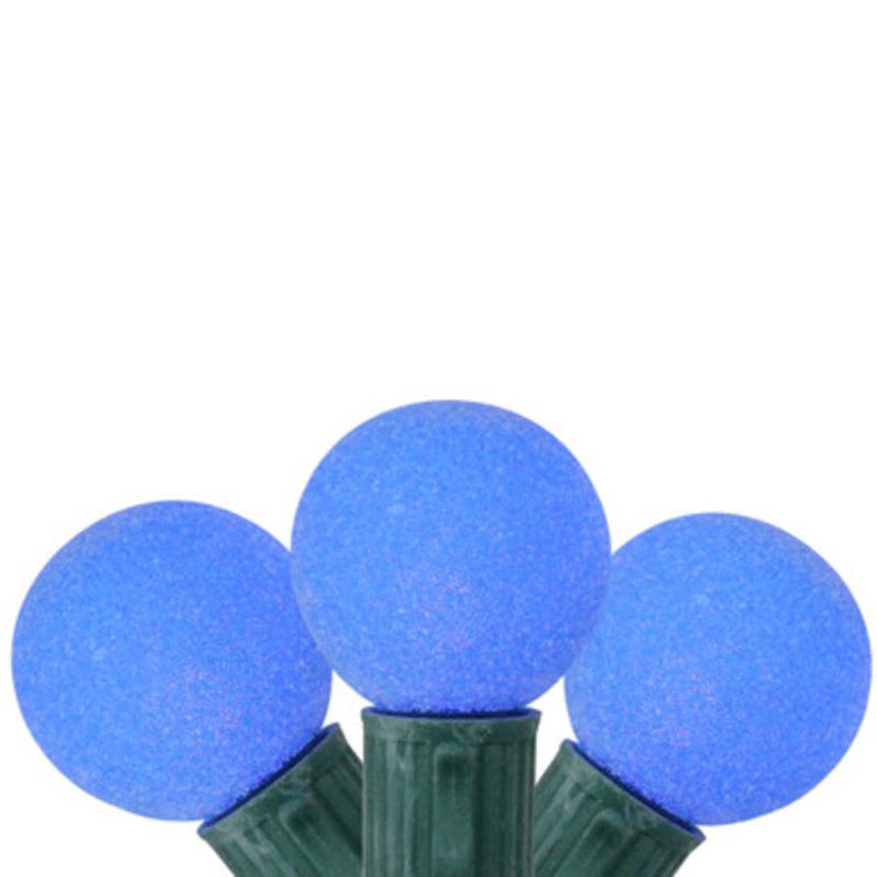 10 Blue Battery Operated LED G30 Mini Christmas Lights 9 ft Green Wire