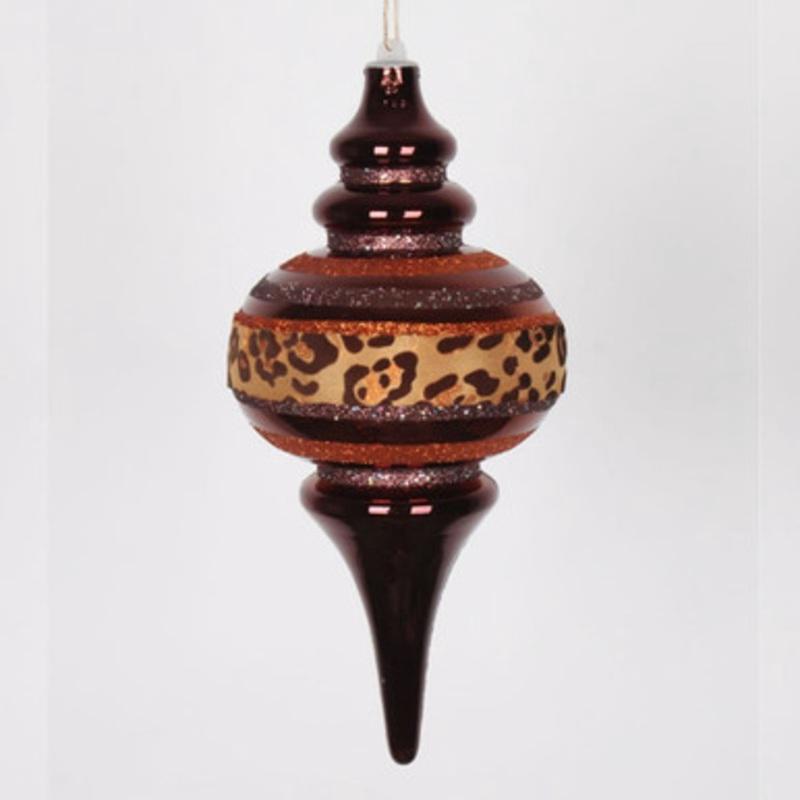 10 Brown Diva Safari Cheetah Stripes Finial Christmas Ornament