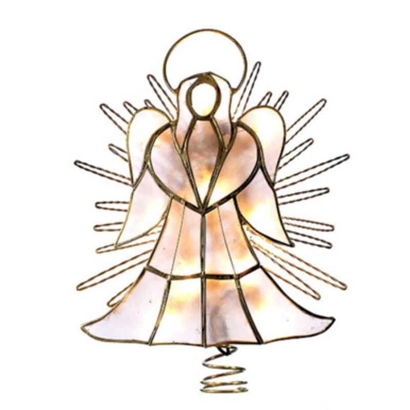 10 Capiz Gold Trimmed Angel With Twisted Sunburst Christmas Tree Topper