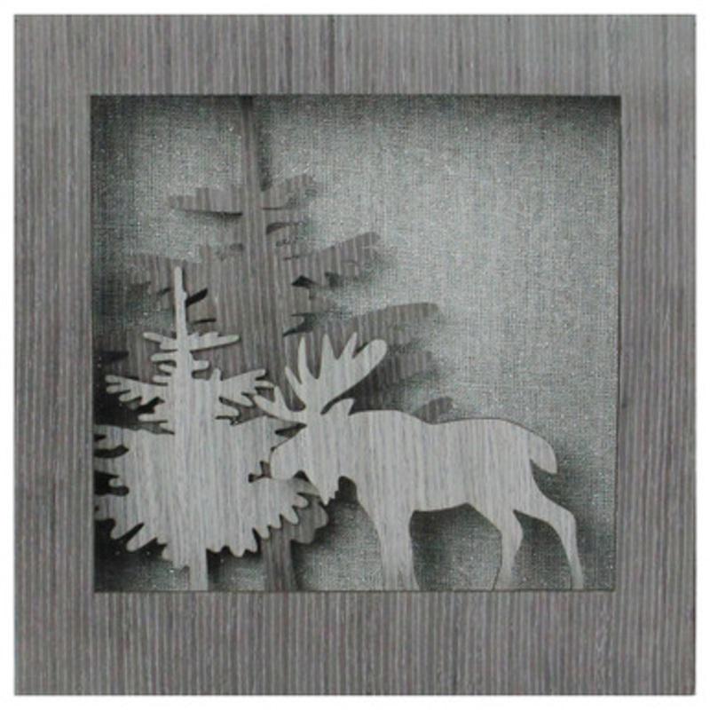 10 Glittered Moose Silhouette Box Framed Christmas Table Decoration