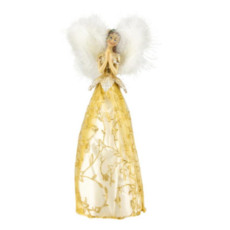 10 Gold and White Angel Christmas Tree Topper, Unlit