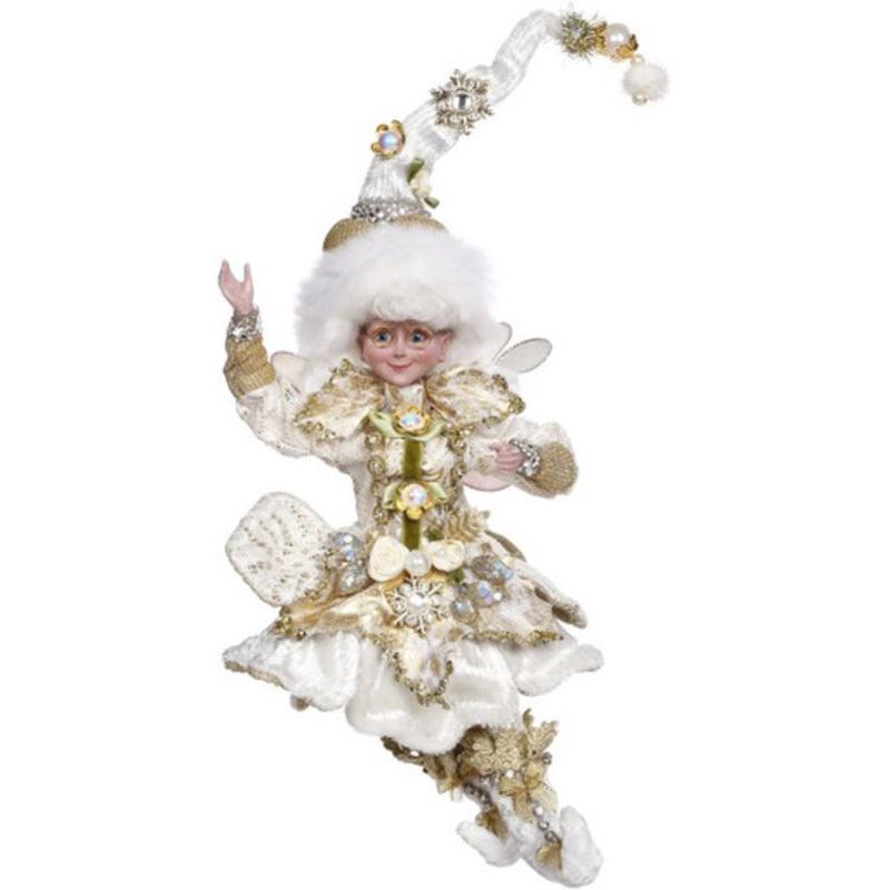10 Gold and White Holly Pearl Princess Christmas Fairy Figure