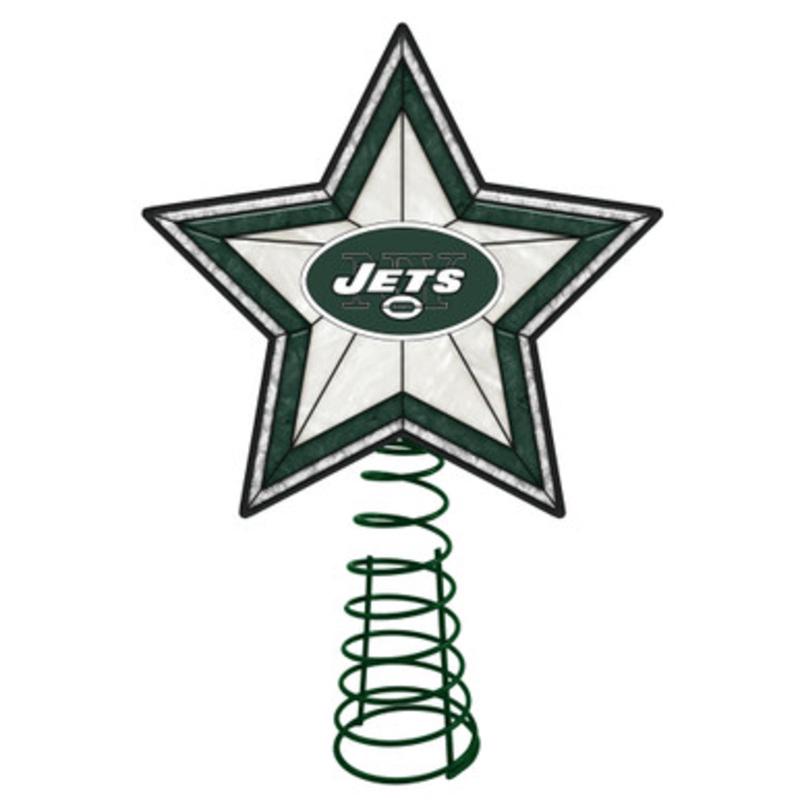10 Green and White Star NFL New York Jets Christmas Tree Topper