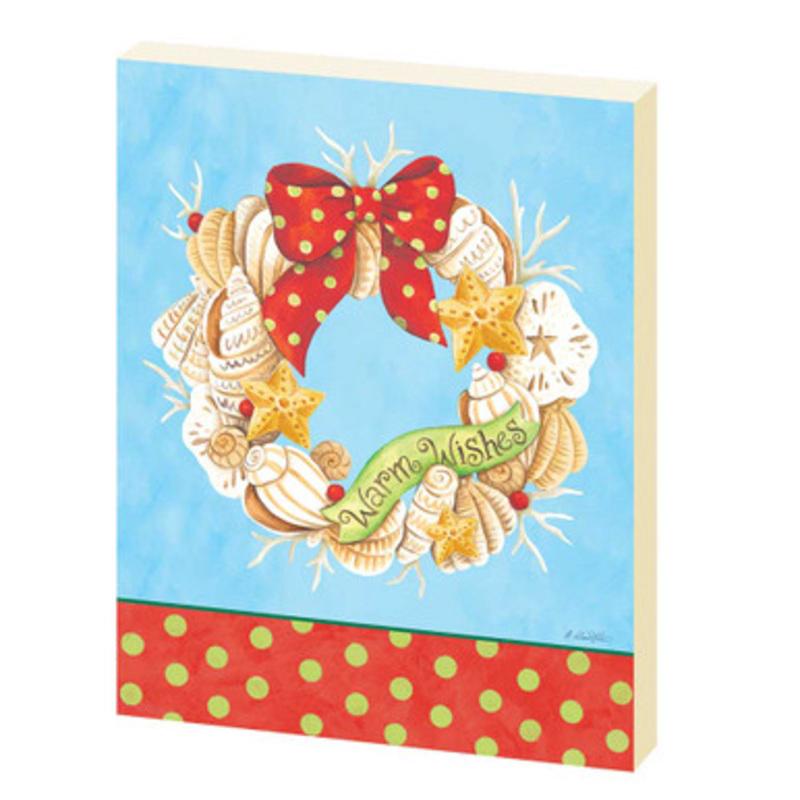 10 Blue and Red Coastal Wreath Printed Rectangular Wall Plaque
