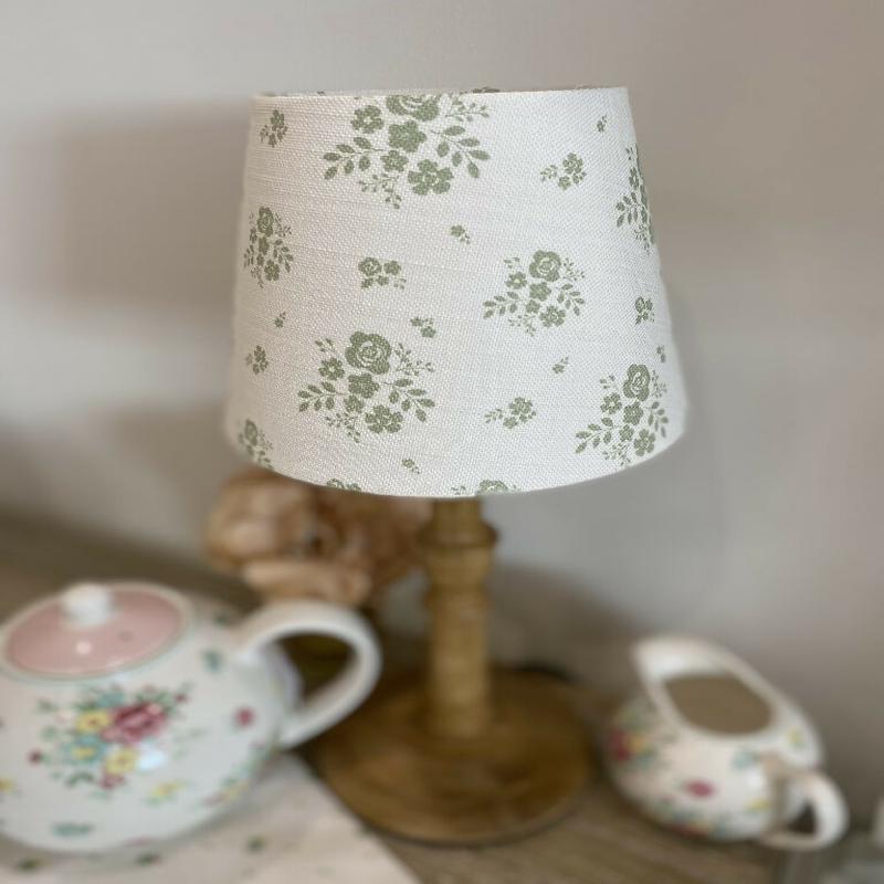 Mini Empire Lampshade in Damson Fog on white linen -15cm