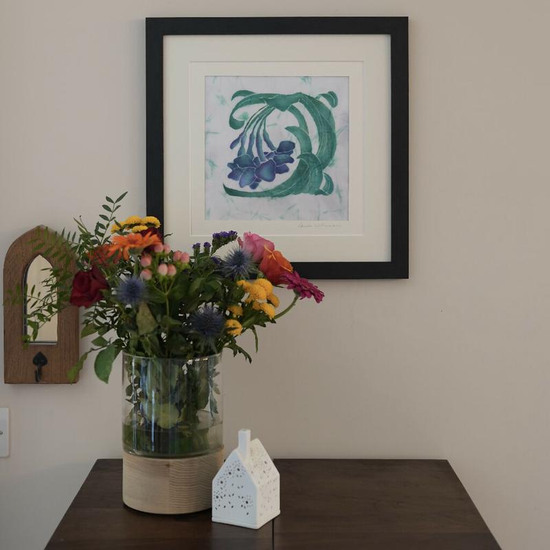 Agapanthus Hand Dyed Batik Art in Blue and Green