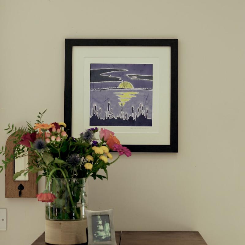 By the Light of the Moon Hand Dyed Batik Painting