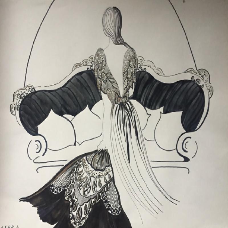 CAROLE MORGAN HOPKIN'S LADY WITH CAPE