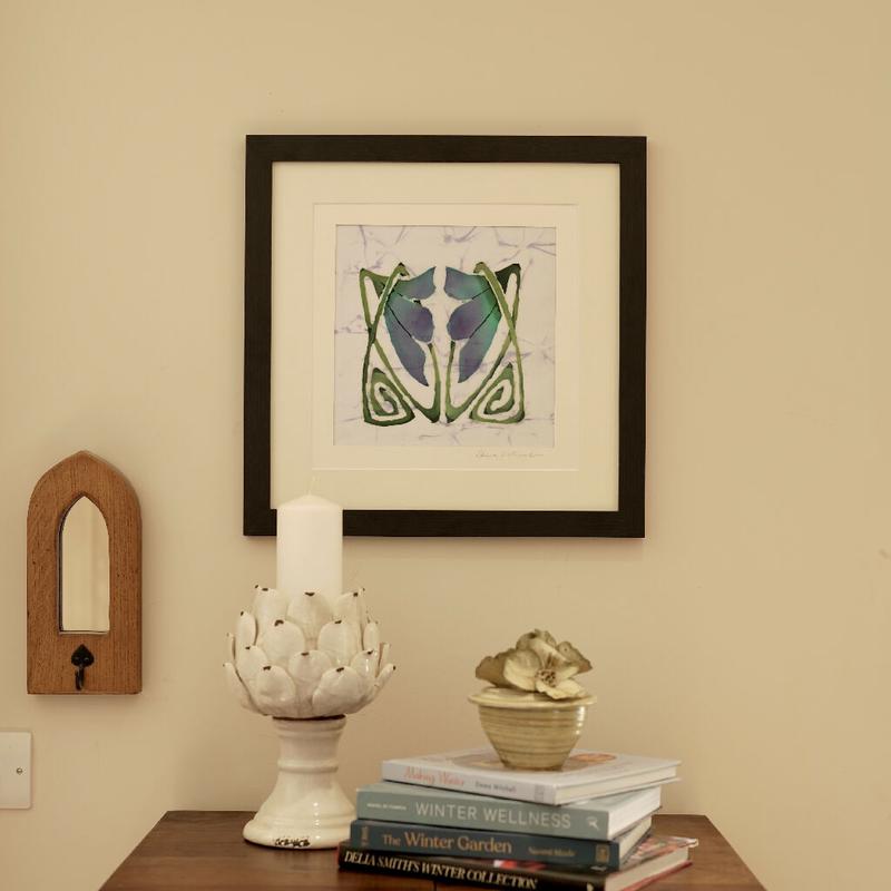 Harebells Hand Dyed Batik Art in Blue and Green