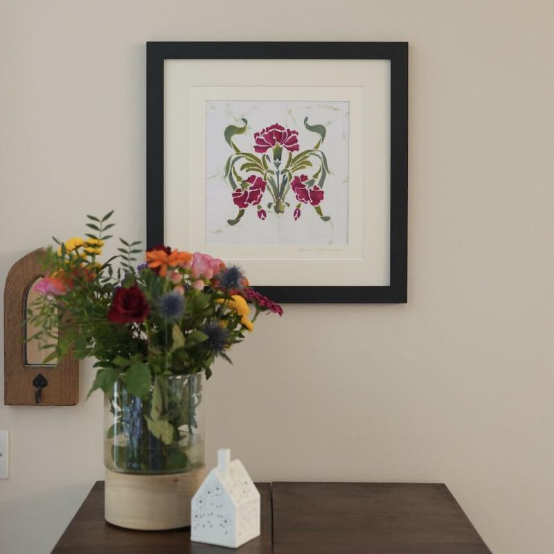 In the Pink Hand Dyed Batik Art in Pink and Green