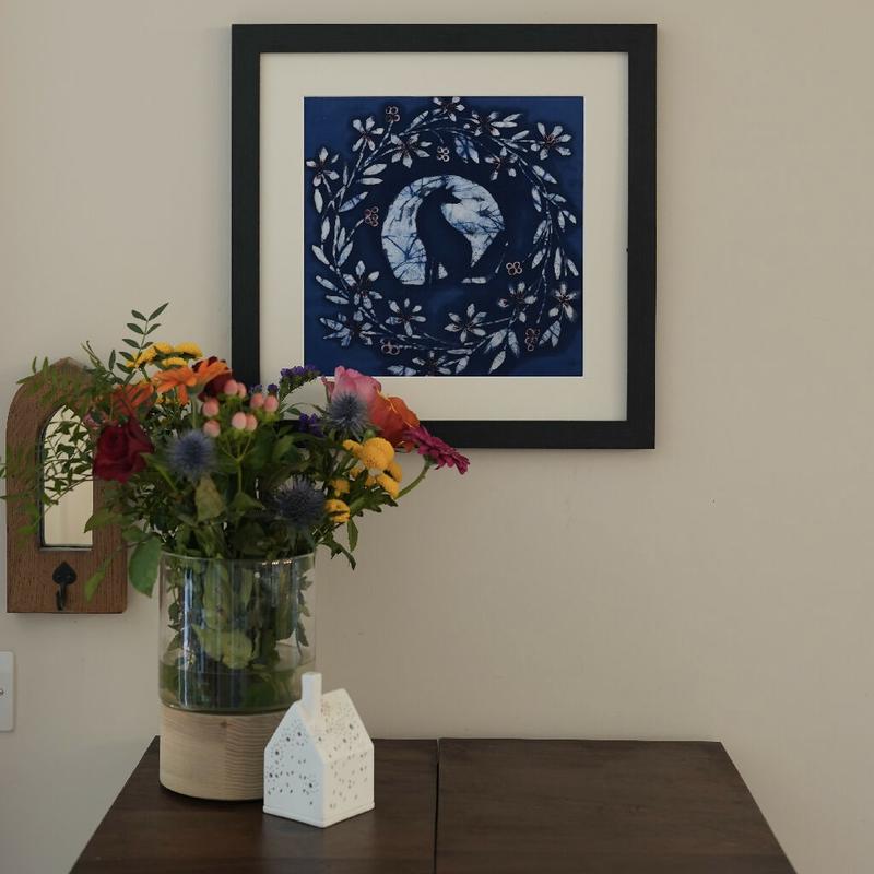 Midnight Hand Dyed Batik Painting