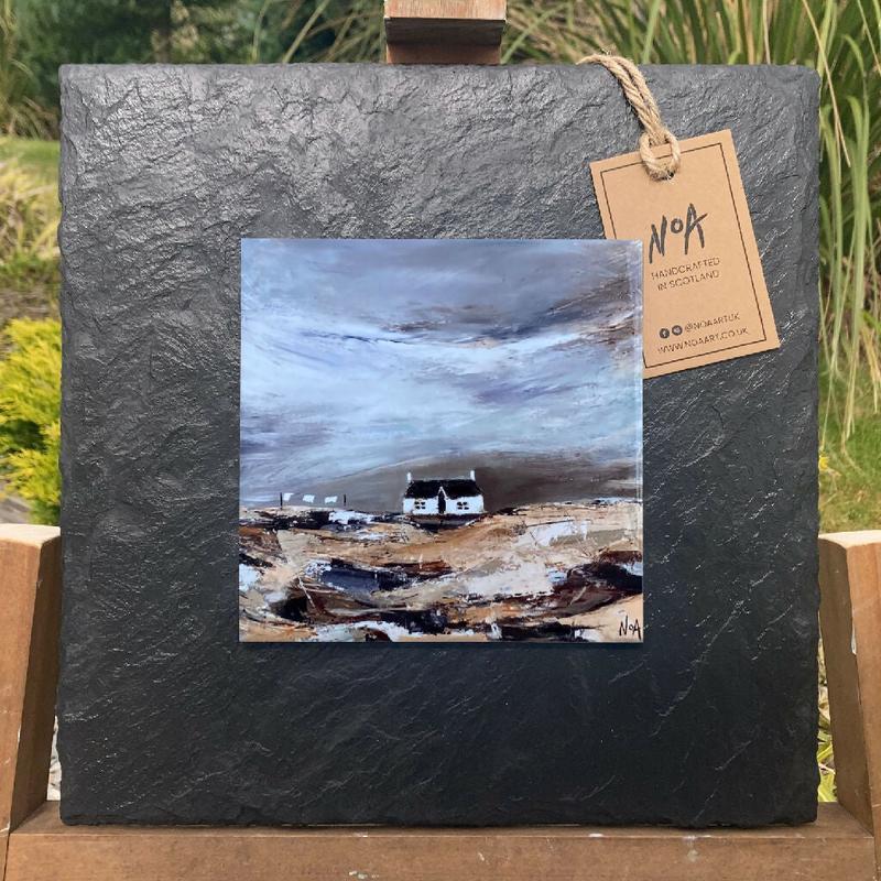 'Blustery Days | Slate Framed Scottish Highlands Bothy Wall Art