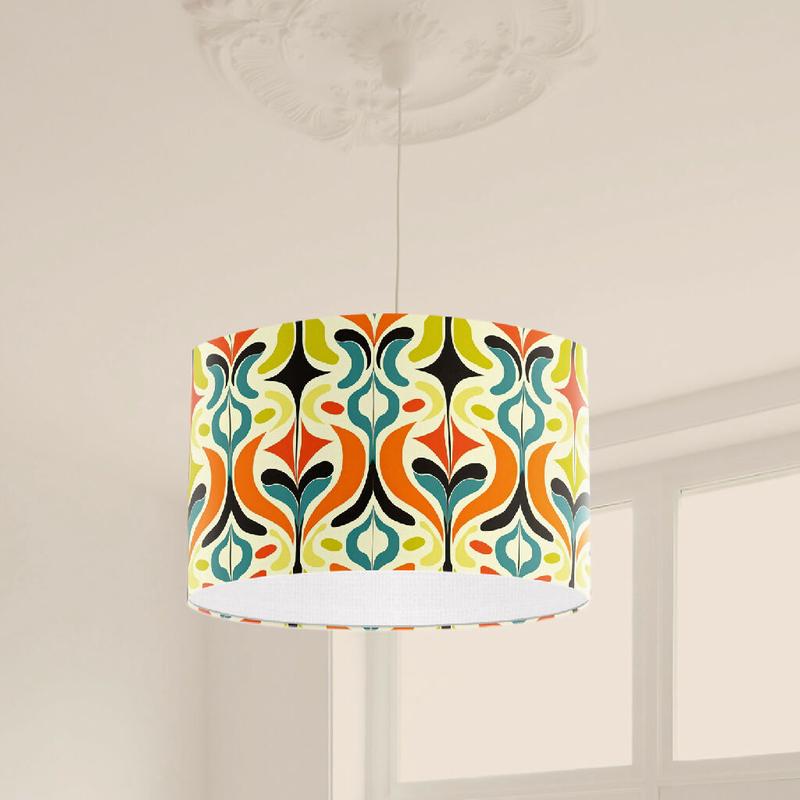 Colourful Retro Style Print Lampshade