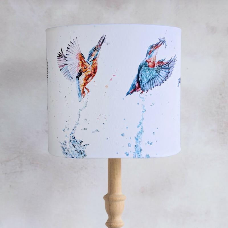 Kingfishers Canvas Lampshade in Cream