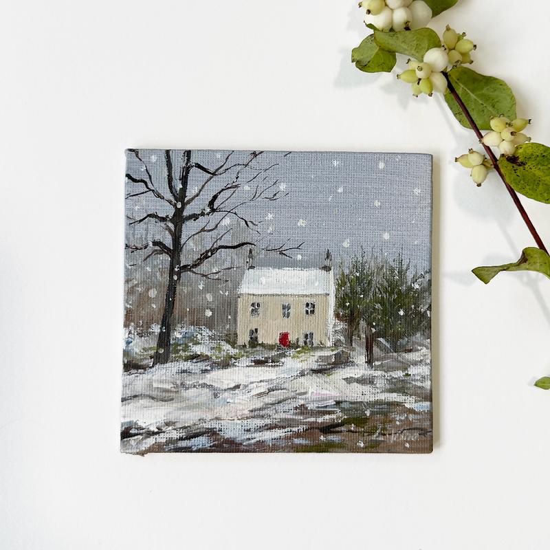 Original Mini Painting - Cottage in the woods