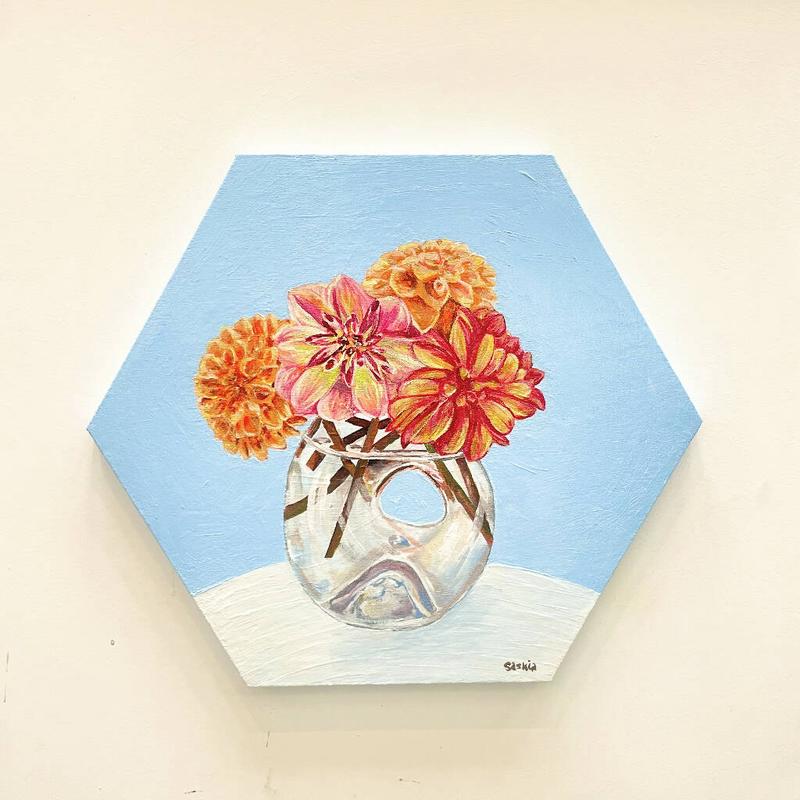 Cornish Chrysanthemum Acrylic Painting