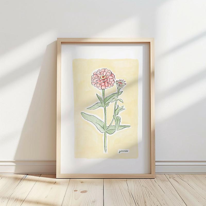 Zinnia Flower Illustration Print